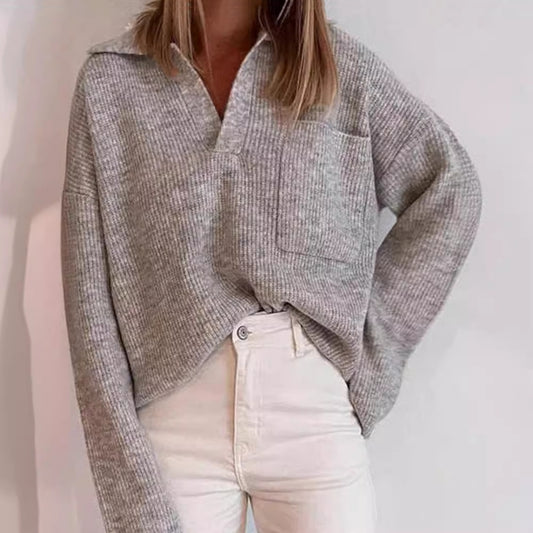 Freizeit Lockerer Einfarbiger Pullover