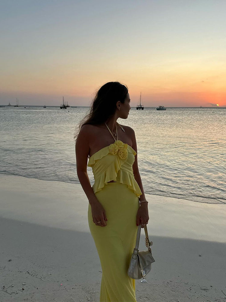 Spaghetti träger Weste hohe Taille Rock Anzug