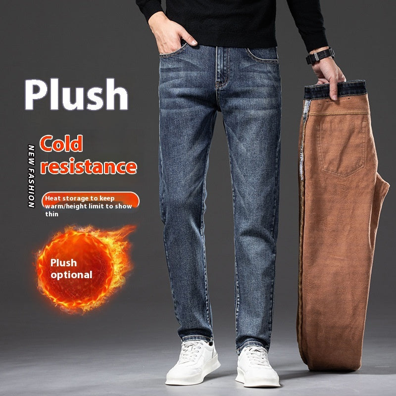Herren-Jeans mit Fleece-Futter – Gerade, schlank, elastisch und wärmeisolierend