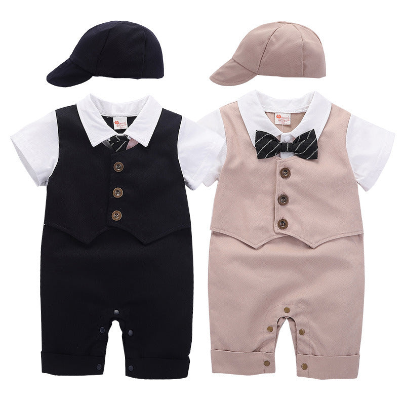 Modische Baby Kleidung Sommer Kurzarm Gentleman Jumpsuit Strampler