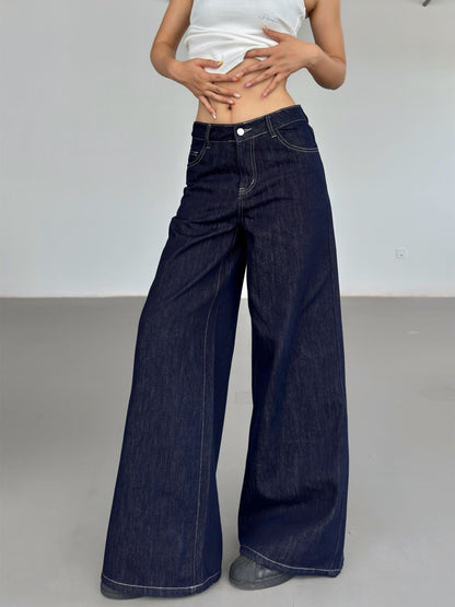 Modische Amerikanische Retro-Jeans mit Weitem Bein für Damen