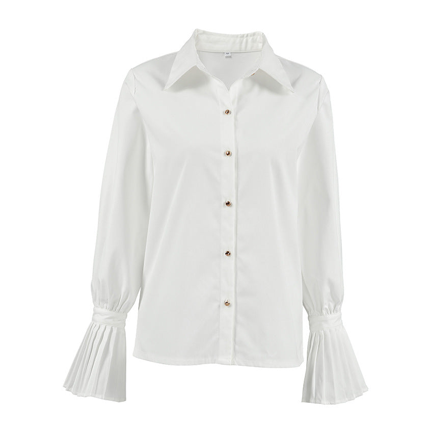 Elegante französische Stil Hemd Design gekräuselte weiße Pendler Business Damen bekleidung