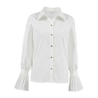 Elegante französische Stil Hemd Design gekräuselte weiße Pendler Business Damen bekleidung