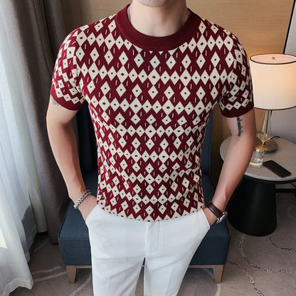 Round neck breathable casual slim Korean T-shirt with half sleeve sweater bottom Korean style