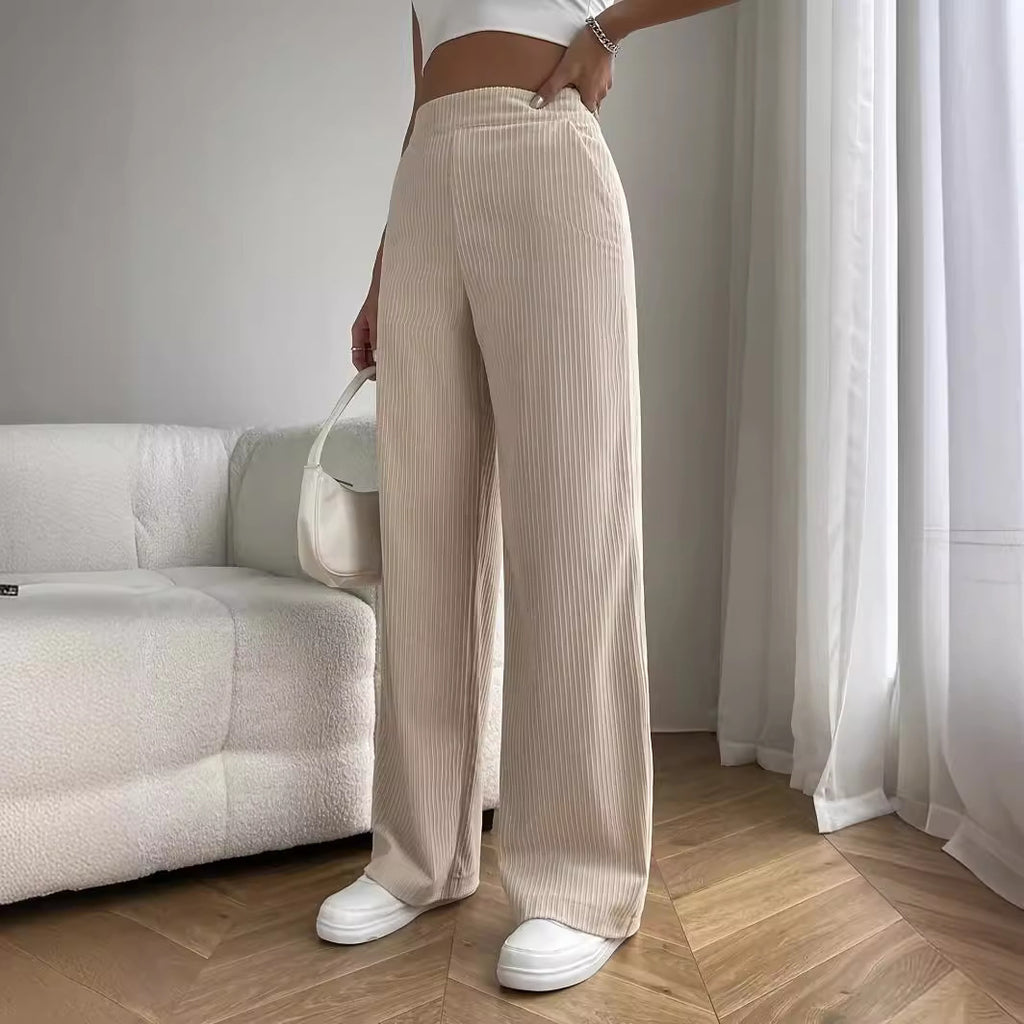 Hohe Taille lose gerade Hose mit weitem Bein