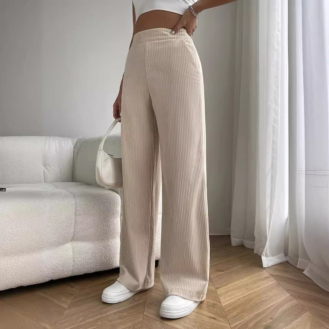 Hohe Taille lose gerade Hose mit weitem Bein