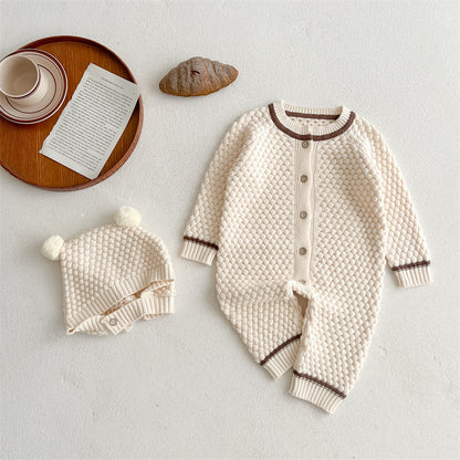 Baby Winter Einteiler mit Schachbrettmuster Neugeborenen Winterpullover