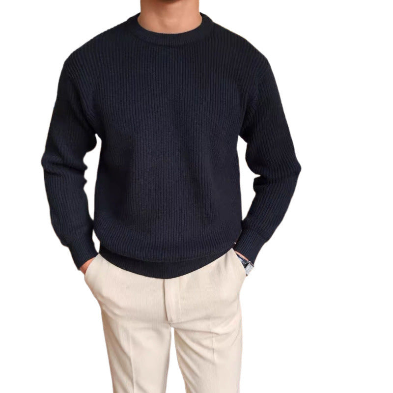 Verdickter Pullover für Herren im koreanischen Stil, modisch und locker geschnitten.