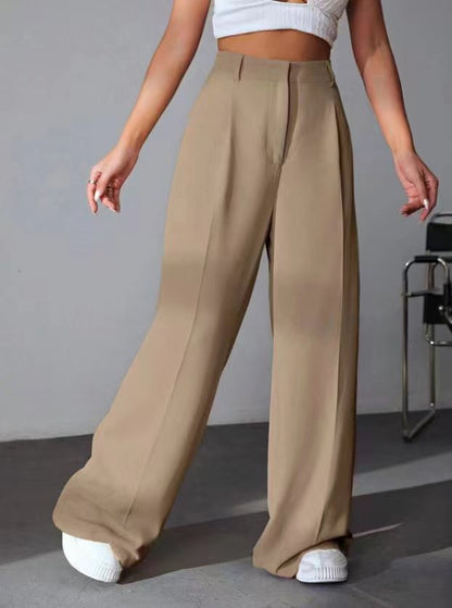 High-Waist Weitbein-Hose mit Schlankeffekt – Locker Fallende Gerade Mop-Hose