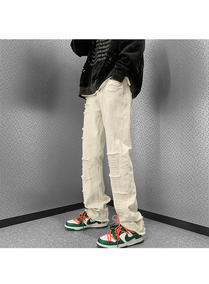 Gefälschte, zerrissene Jeans, schlanke, gerade Bootcut-Hosen für Herren