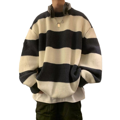 Herren Vintage Streifen Strickmantel
