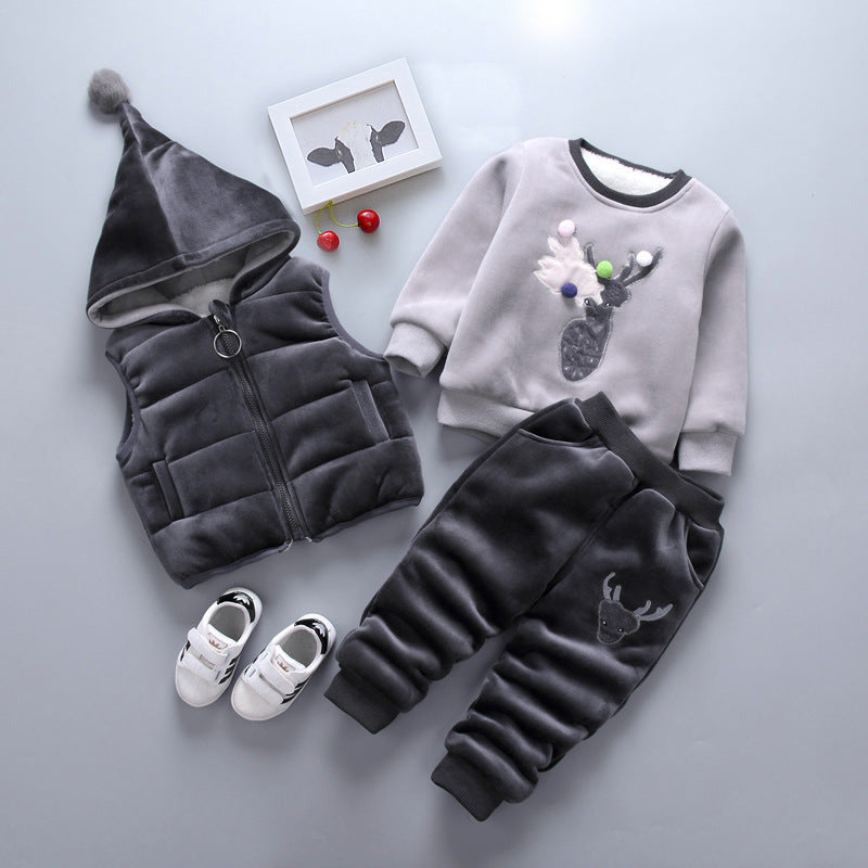 New Children's Clothing Winter Clothes for Boys Baby Thick Three-piece Set