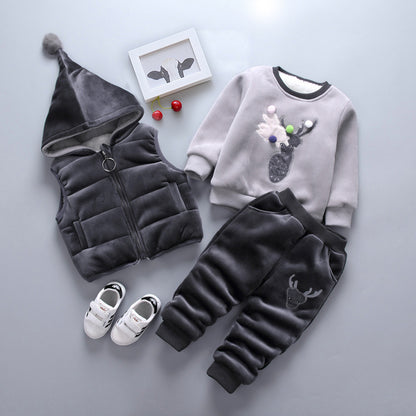 New Children's Clothing Winter Clothes for Boys Baby Thick Three-piece Set