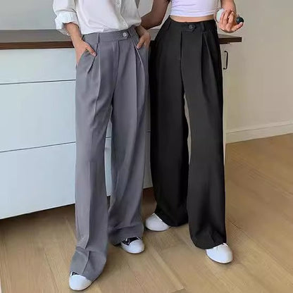 Damen Casual Locker Geschnittene Gerade Anzughose mit Weitem Bein