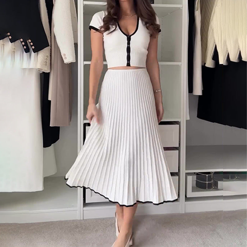 Slim Fit Short Top High Waist Skirt