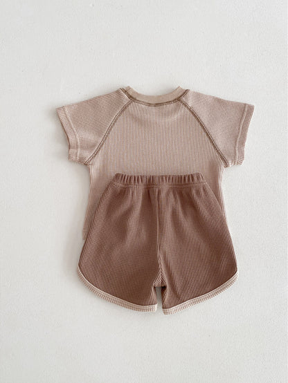 Kleidung für Babys Sommer Unisex Baby Kurzarm Outfit Oberteil und Shorts