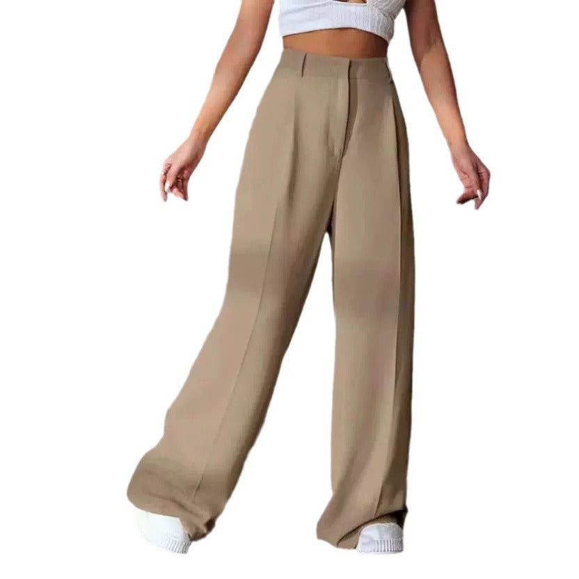 High-Waist Weitbein-Hose mit Schlankeffekt – Locker Fallende Gerade Mop-Hose