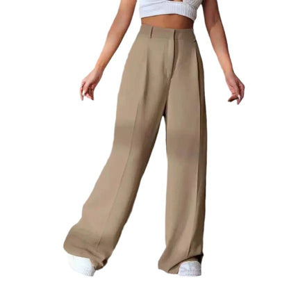 High-Waist Weitbein-Hose mit Schlankeffekt – Locker Fallende Gerade Mop-Hose