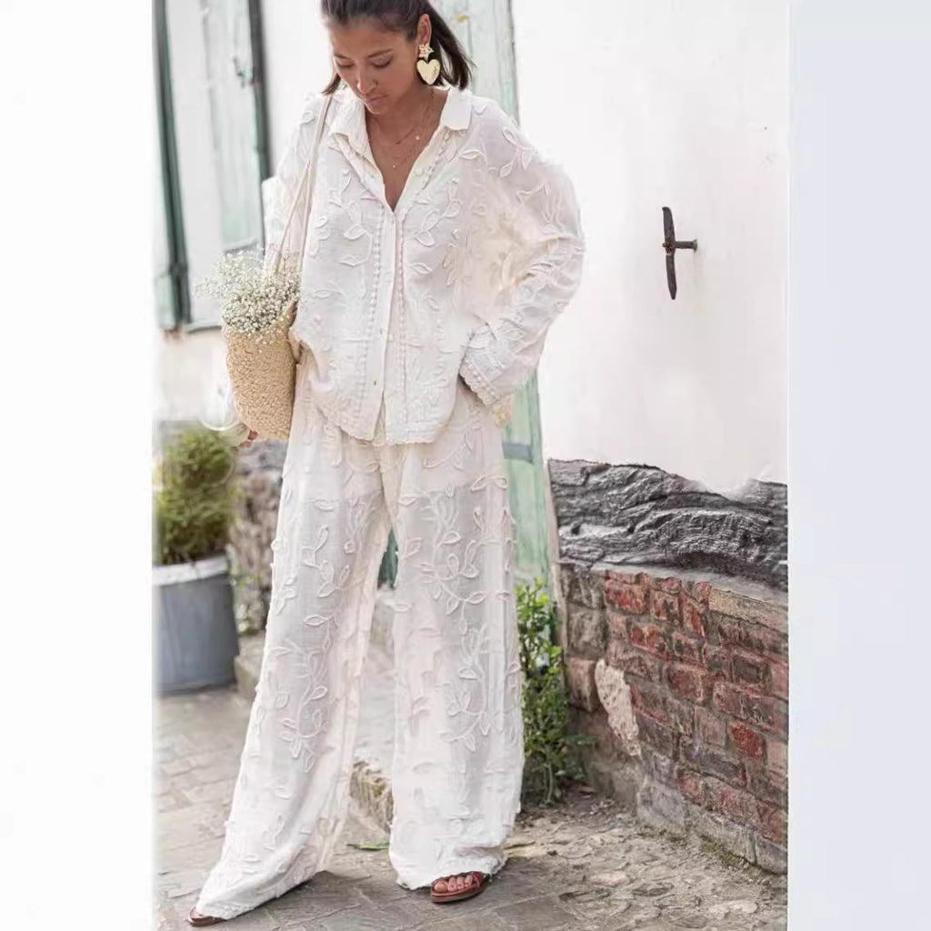 Women's Fashion Cotton Jacquard Two-piece Set