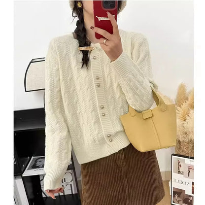 Dreh-Rundhals-Perlenverschluss Weicher und Bequemer Vielseitiger Pullover-Mantel