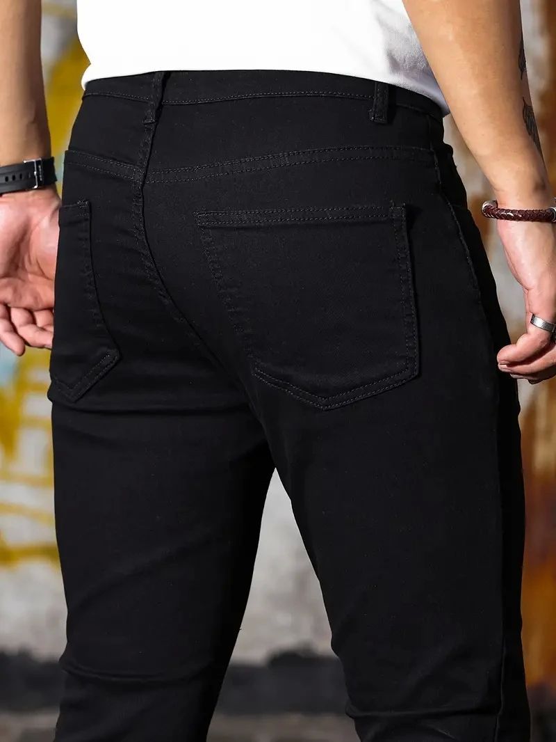 Herren hose Retro-Wasch reiß verschluss Sretch Jeans lässig schlank