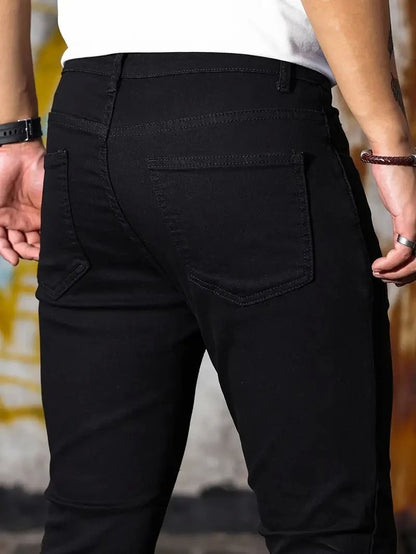 Herren hose Retro-Wasch reiß verschluss Sretch Jeans lässig schlank