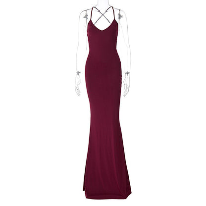 Sexy Rückenfreies Kleid mit Schnürung und Falten