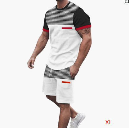 Men's Casual T-Shirt and Shorts Two Piece Set with Print Sportswear