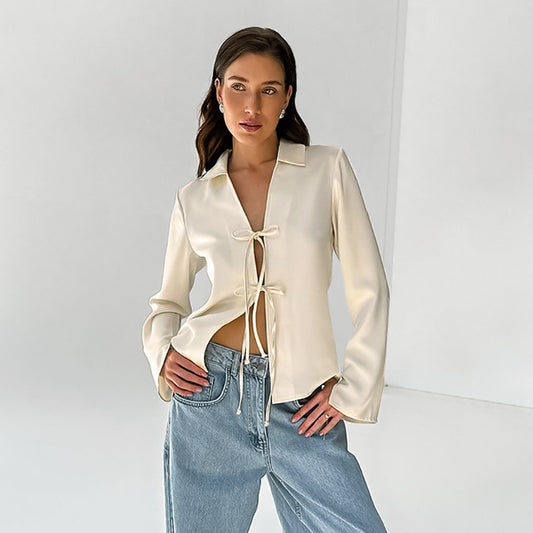 Herbst europäische und amerikanische Mode lose Aprikosen Cardigan Top Damen bekleidung