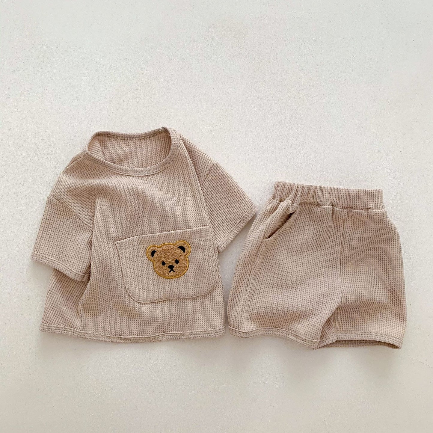 Unisex Baby Anzug Kleidung für Babys Sommer Zweiteiliges Waffelset