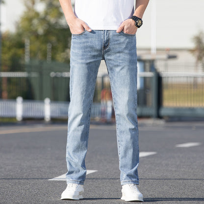 Sommer dünne Jeans Herren Slim-Fit-Straight-Hosen
