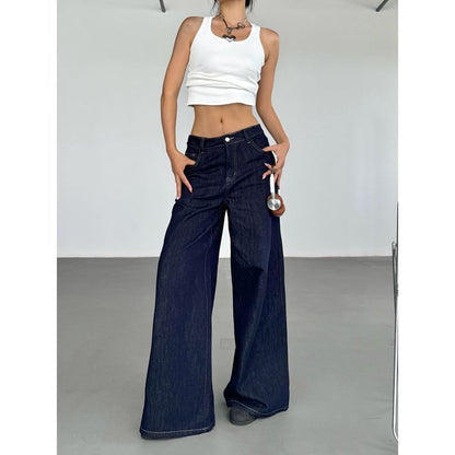 Modische Amerikanische Retro-Jeans mit Weitem Bein für Damen