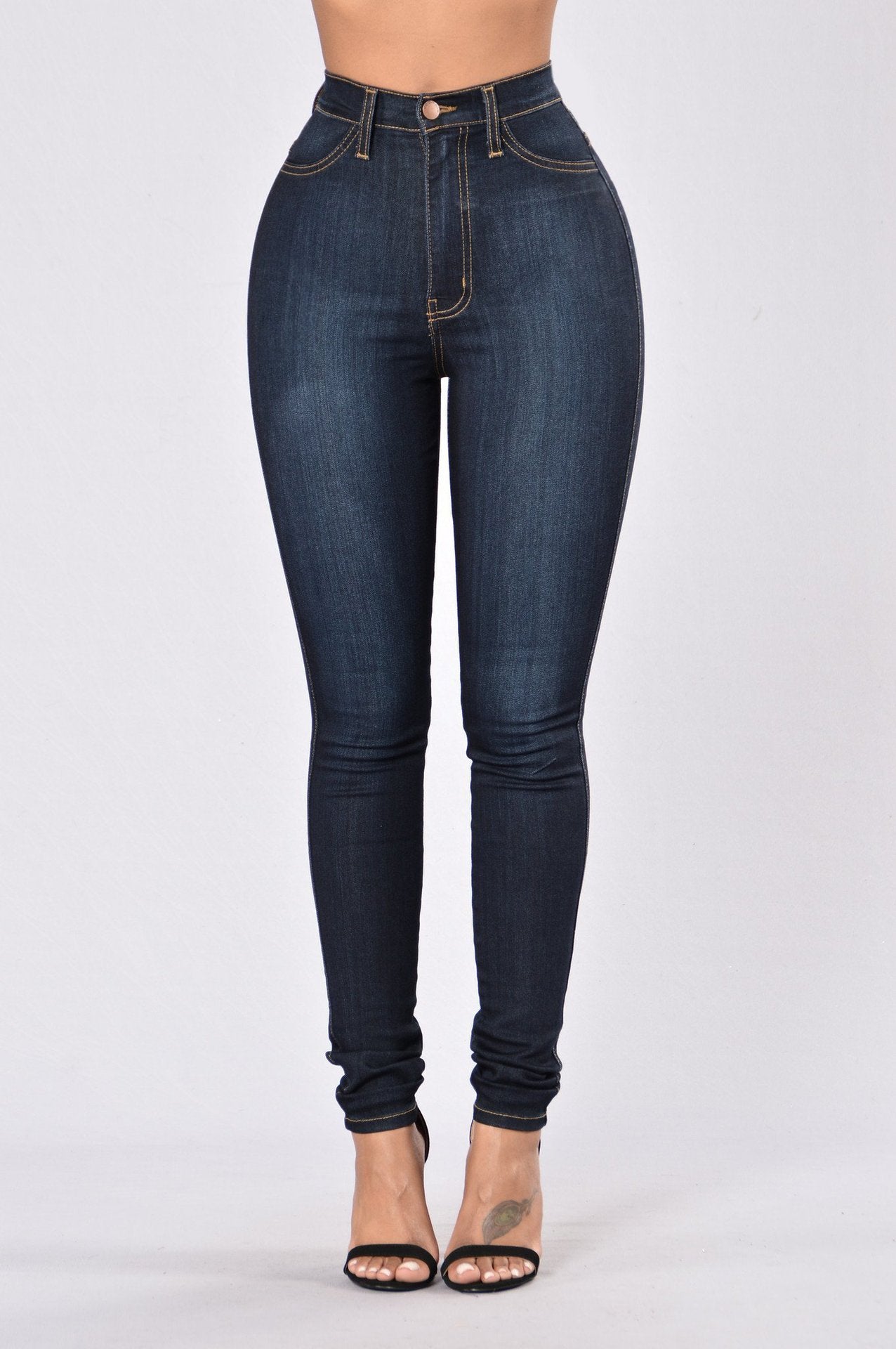Damen High-Waist Denim-Hose mit Stretch – Schmal Geschnittene Skinny-Hose