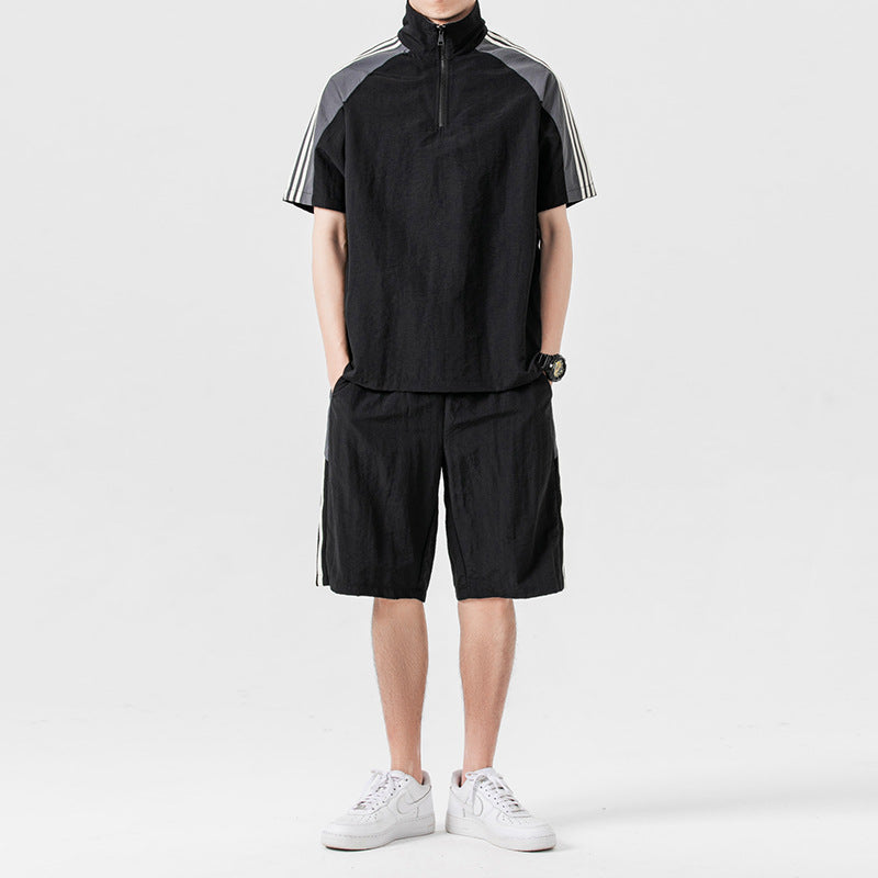 Japanese style retro leisure suit with sports shorts