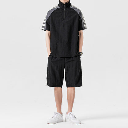 Japanese style retro leisure suit with sports shorts