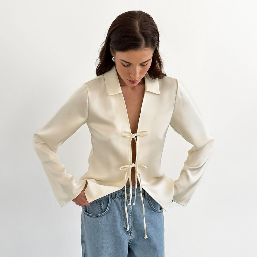 Herbst europäische und amerikanische Mode lose Aprikosen Cardigan Top Damen bekleidung