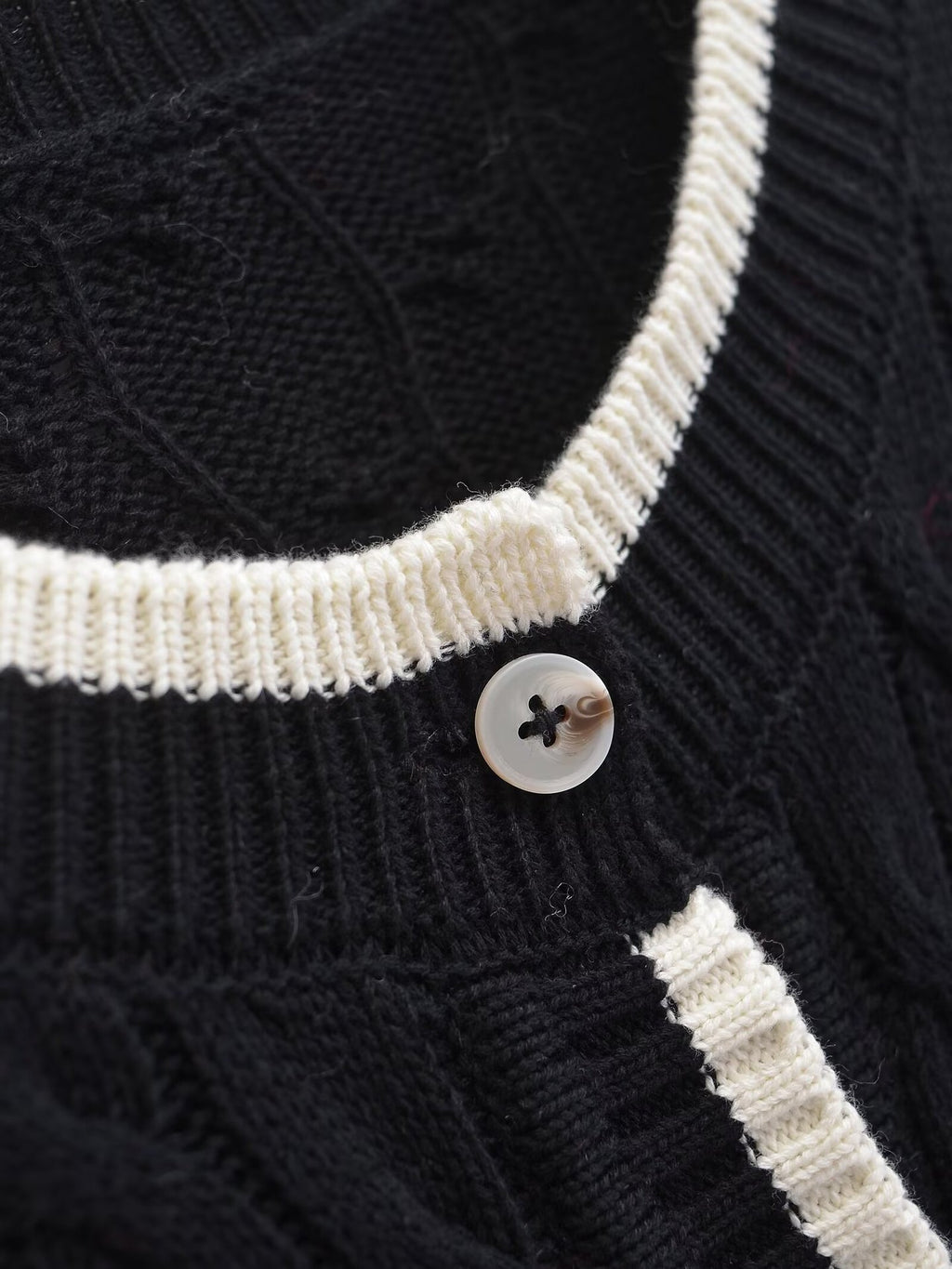 Damen Langarm Knopf Gedrehte Strickjacke