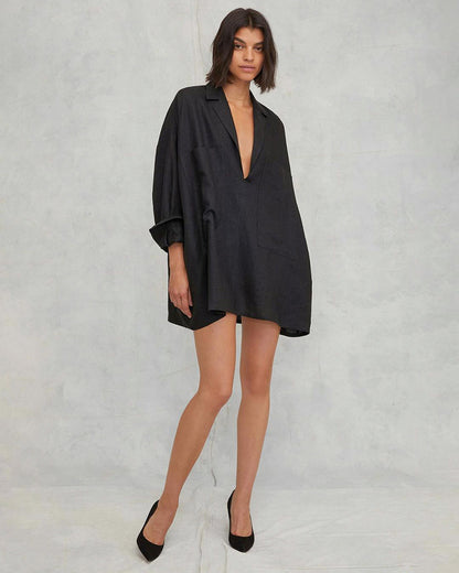 Sexy Deep V Nachthemd aus reiner Baumwolle kurze Damen-Homewear