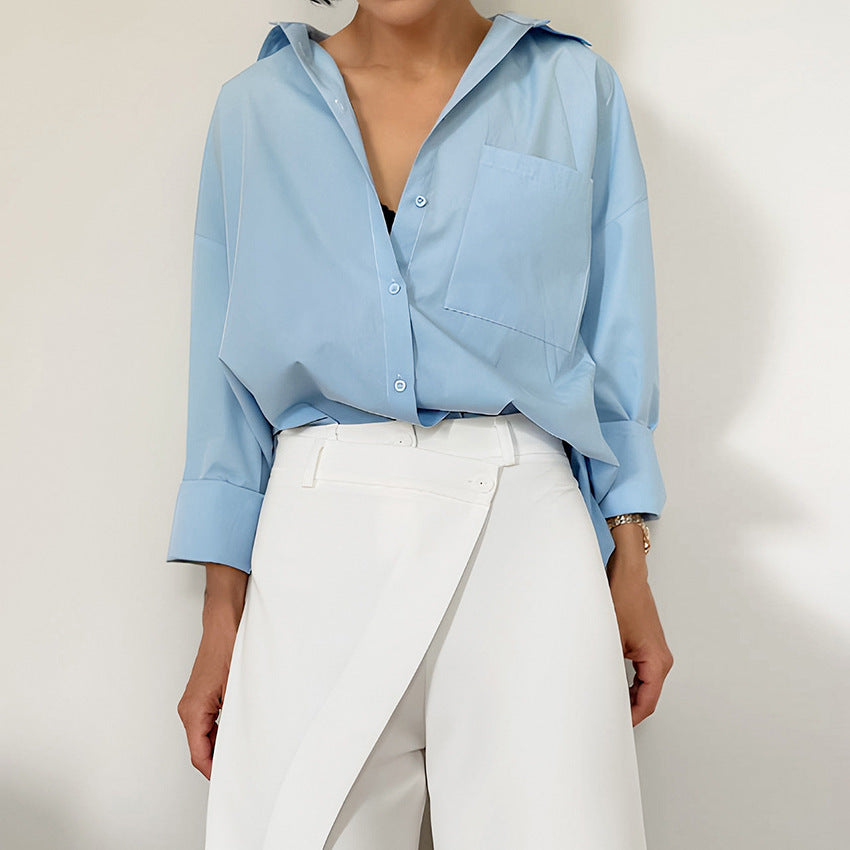 High-Waist Weite Bein Lässige Hose mit Weißer Naht für Pendler
