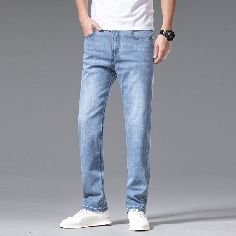 Herren Jeans locker gerade Plus-Size Hose mit mittelhohem Bund