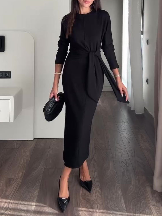 Langärmliges Strappy-Kleid einfarbig