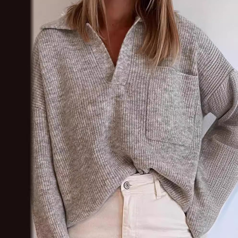 Freizeit Lockerer Einfarbiger Pullover