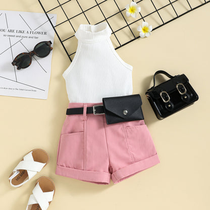 Fashionable Girls Strap Dress Set