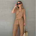 Women's Two-piece Asymmetric Vest Overalls