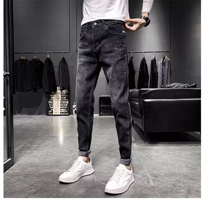 Herren-Jeans in Schwarz – Tapered, verkürzt, elastisch, schlank und figurbetont