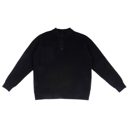 Herren-Pullover im Old Money Stil mit Henry-Kragen und Rundhalsausschnitt