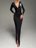Tiefes V-Falten kleid