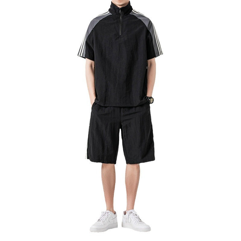 Japanese style retro leisure suit with sports shorts