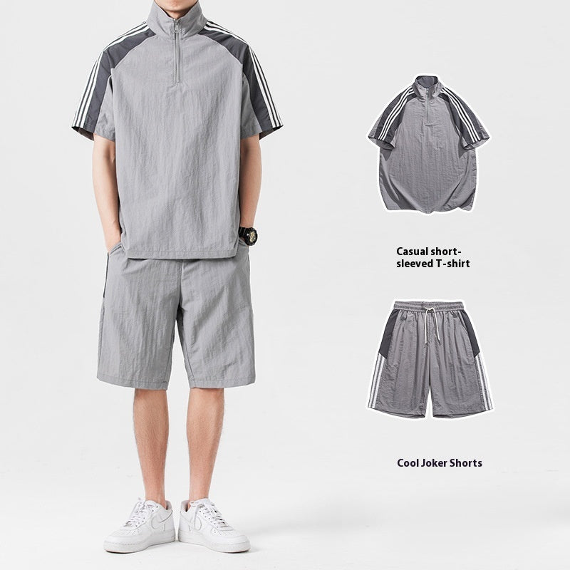 Japanese style retro leisure suit with sports shorts