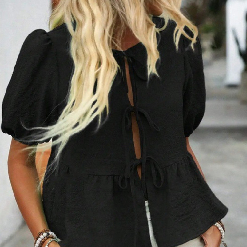 Damen Mode Lässiges Shirt in Uni-Farbe